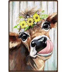 NWT RETRO STYLE METAL TIN SIGN HIGHLAND COW FLORAL HOME DECOR VINTAGE STYLE 8X12
